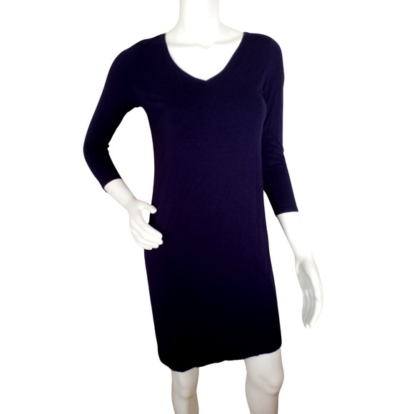 Eileen Fisher XS Navy Blue Jersey Knit Minimalist Dress - Picture 1 of 4